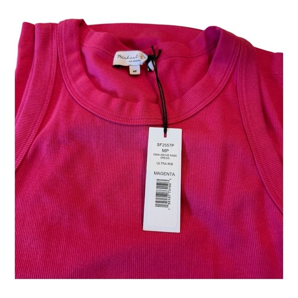Michael Stars Demi Magenta Pink Sleeveless Ruched Tank Knit Dress SF2557P MP NEW - Picture 11 of 14